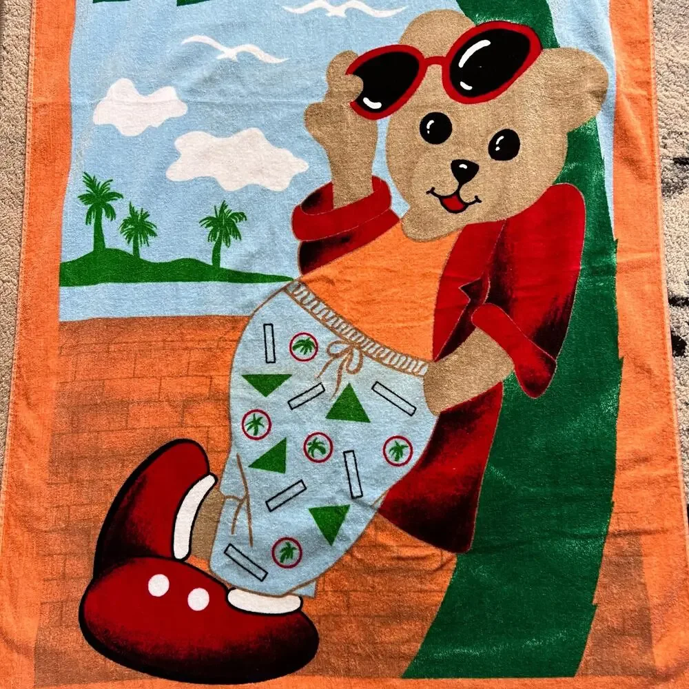 Teddy Bear Palm Tree Vintage Beach Towel 30x58
